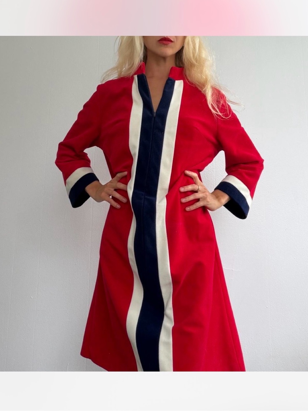 Vanity Fair 1970s Union Jack midi dress/nightgown